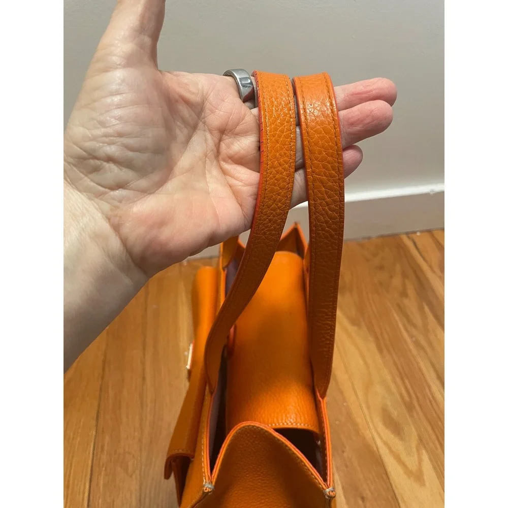 Dooney & Bourke Tote Bag Orange Pebbled Leather Gold Hardware